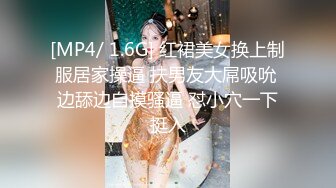 [MP4/ 1.6G] 红裙美女换上制服居家操逼 扶男友大屌吸吮 边舔边自摸骚逼 怼小穴一下挺入